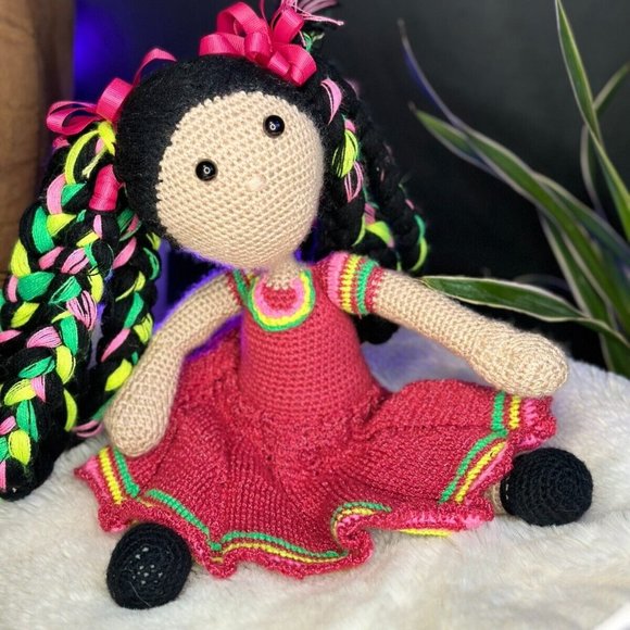 Other - Handmade Knit Crochet Latin Mexican African American Cultural Doll Amigurumi
